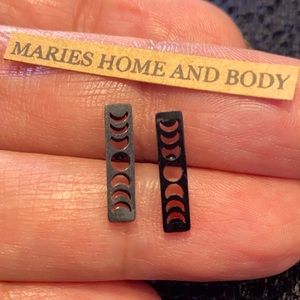 Moon Phases bar Black stud earrings woman jewelry New set pair Witch Spooky Boho